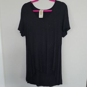 Vocal Black L Sparkly Tunic Top Large